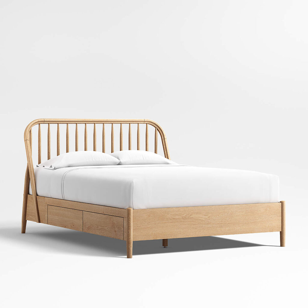Crate and Kids Bodie Natural Oak Wood Spindle Kids Twin Storage Bed 
